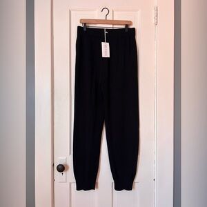 First Rite Black Cotton Knitted Lounge Pant Joggers L